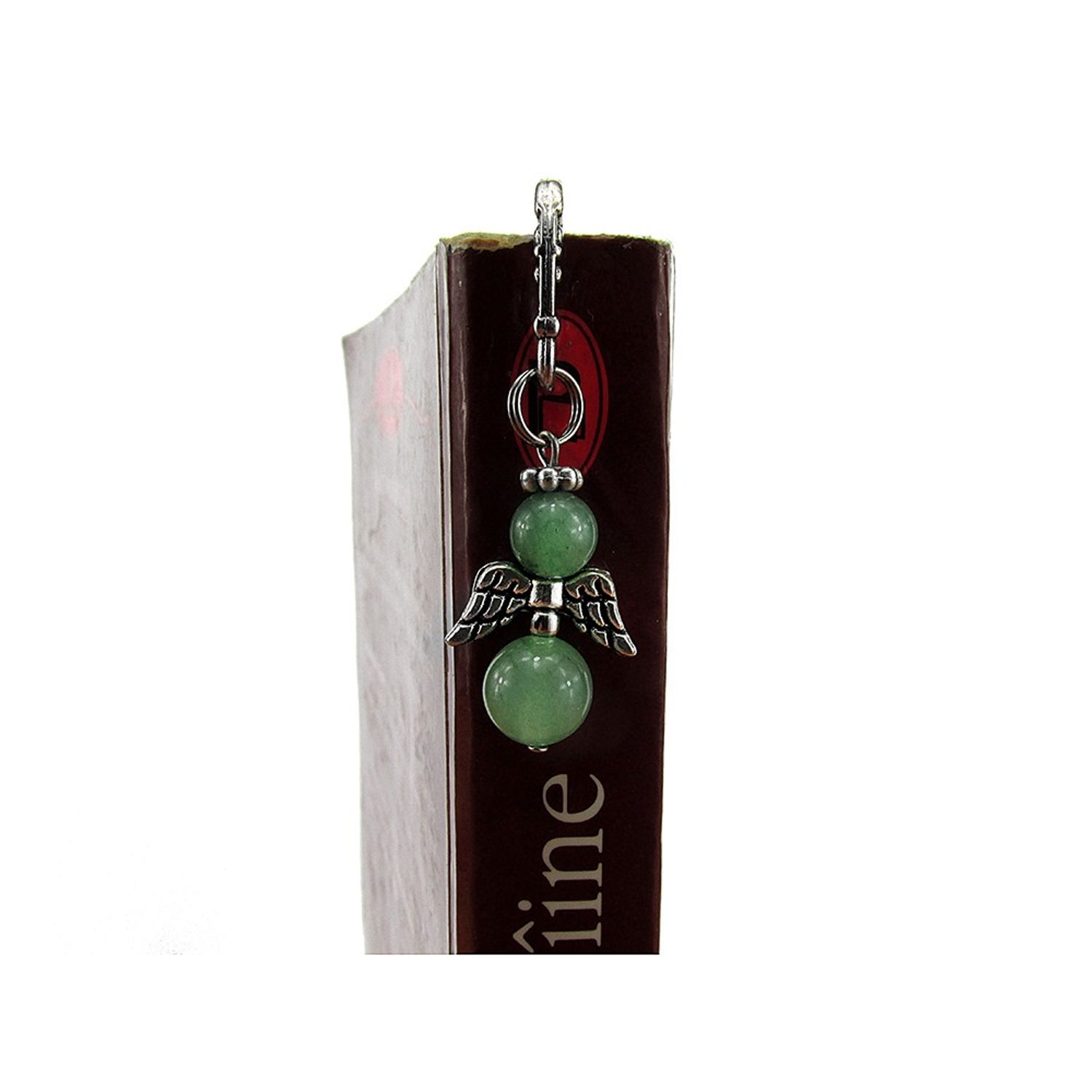 Semn de carte ingeras aventurin verde fotografia produsului View 3 L