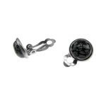 Cercei clips inox cu obsidian fulg de nea 10 MM fotografia produsului View 3 S