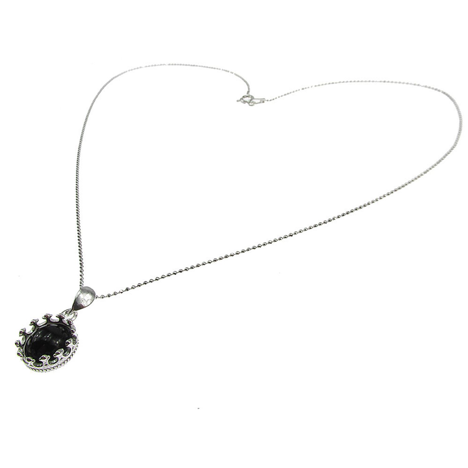 Lantisor argint cu pandantiv coroana onix 8 MM fotografia produsului