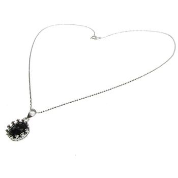 Lantisor argint cu pandantiv coroana onix 8 mm