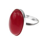 Inel argint reglabil cu jad rosu natural 18x13 MM fotografia produsului
