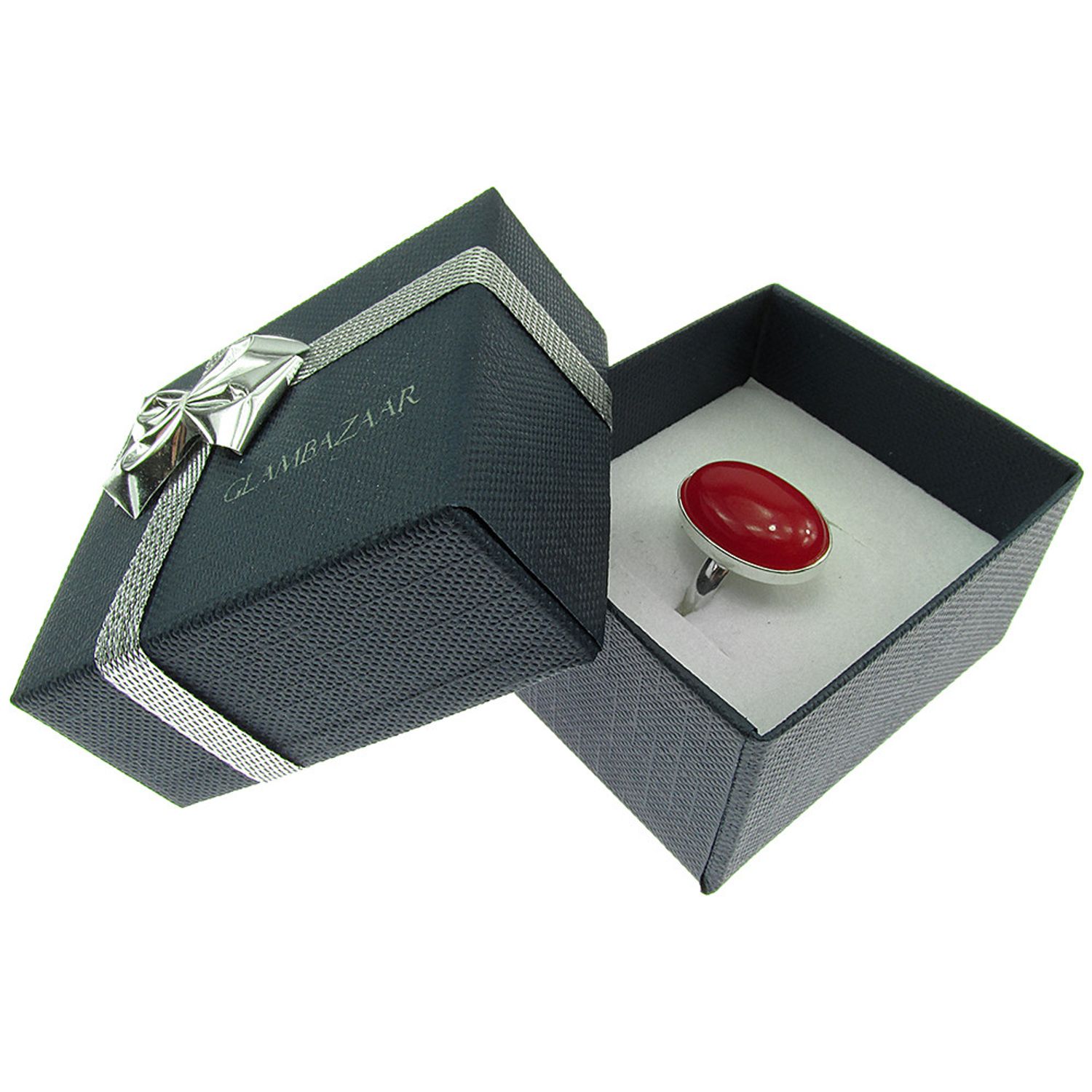 Inel argint reglabil cu jad rosu natural 18x13 MM fotografia produsului View 5 L