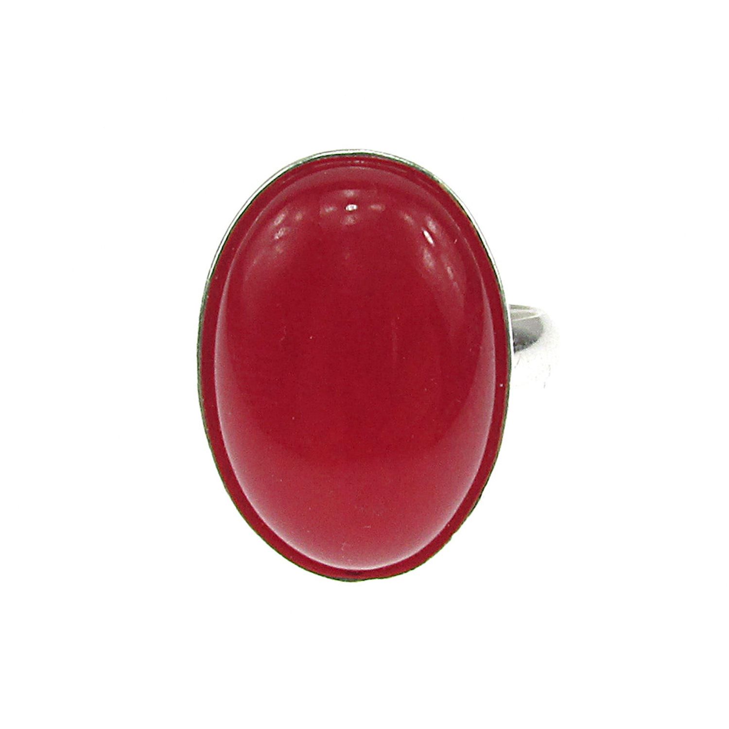 Inel argint reglabil cu jad rosu natural 18x13 MM fotografia produsului View 2 L