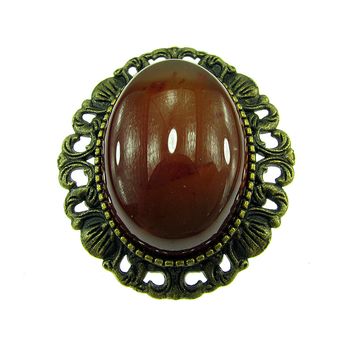 Brosa/pandantiv bronz antic cu carneol natural