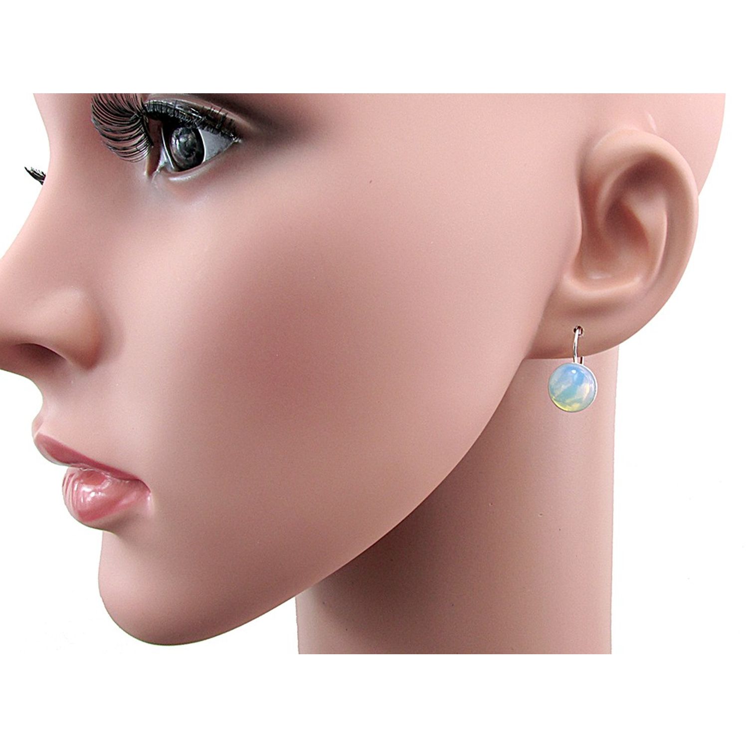 Cercei argint model clasic cu opalit 10 MM fotografia produsului View 3 L