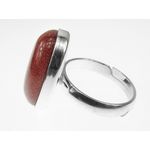 Inel argint reglabil cu Piatra Soarelui maro 18x13 MM fotografia produsului View 4 S