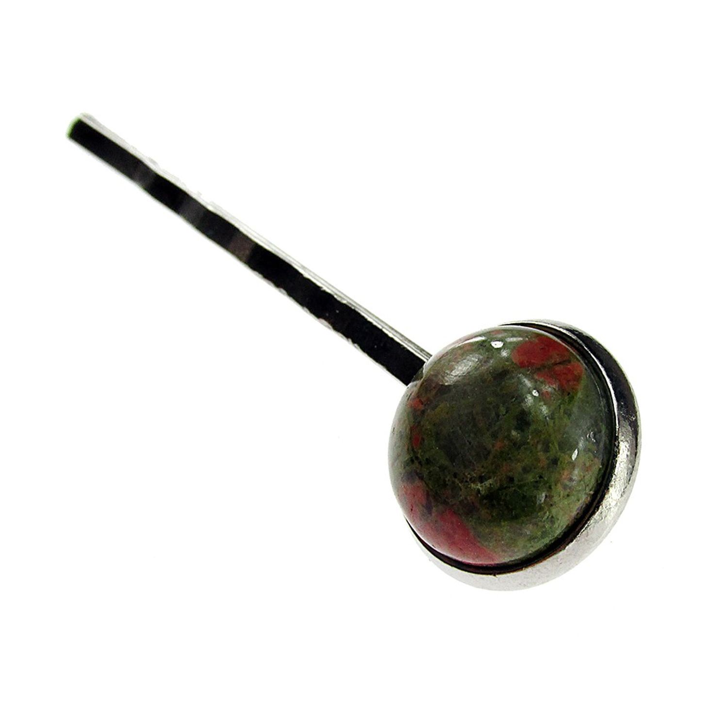 Agrafa par cu piatra naturala unakit fotografia produsului