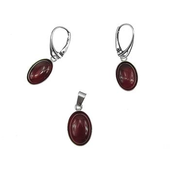 Set argint cu carneol natural oval 14x10 mm