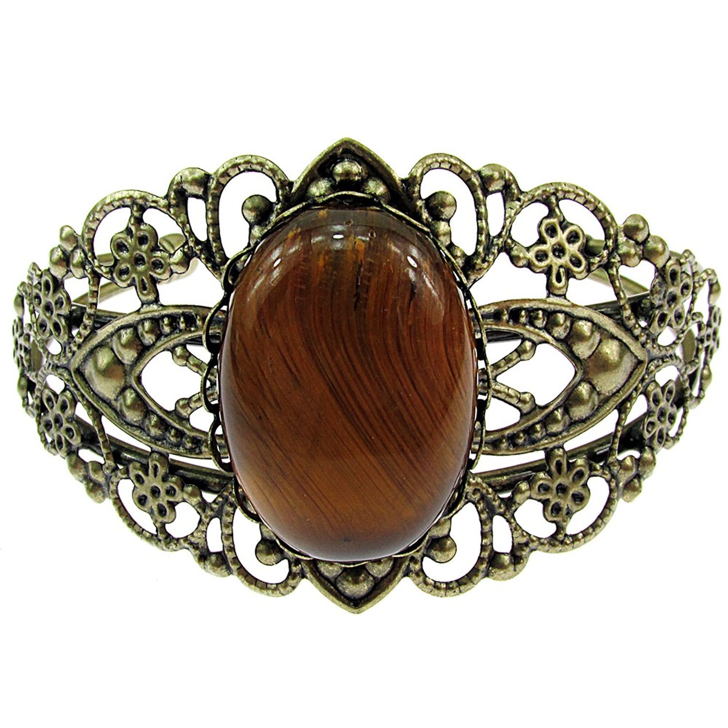 Bratara bronz antic cu ochi de tigru 25x18 MM fotografia produsului