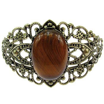 Bratara bronz antic cu ochi de tigru 25x18 mm
