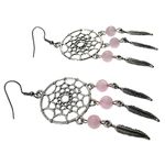 Cercei candelabru Dreamcatcher cu cuart roz natural fotografia produsului View 4 S