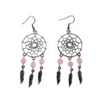 Cercei candelabru Dreamcatcher cu cuart roz natural fotografia produsului