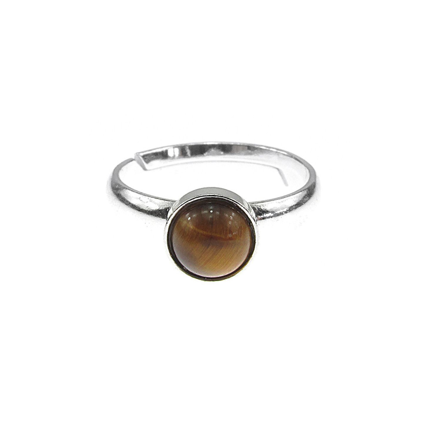 Inel argint reglabil cu ochi de tigru natural 6 MM fotografia produsului