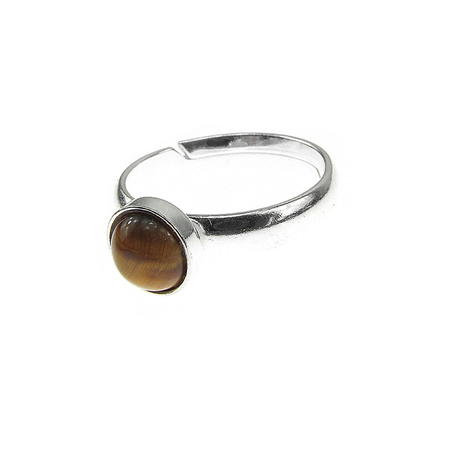 Inel argint reglabil cu ochi de tigru natural 6 MM fotografia produsului View 2 L