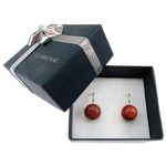 Cercei argint model clasic cu Piatra Soarelui maro fotografia produsului View 3 S