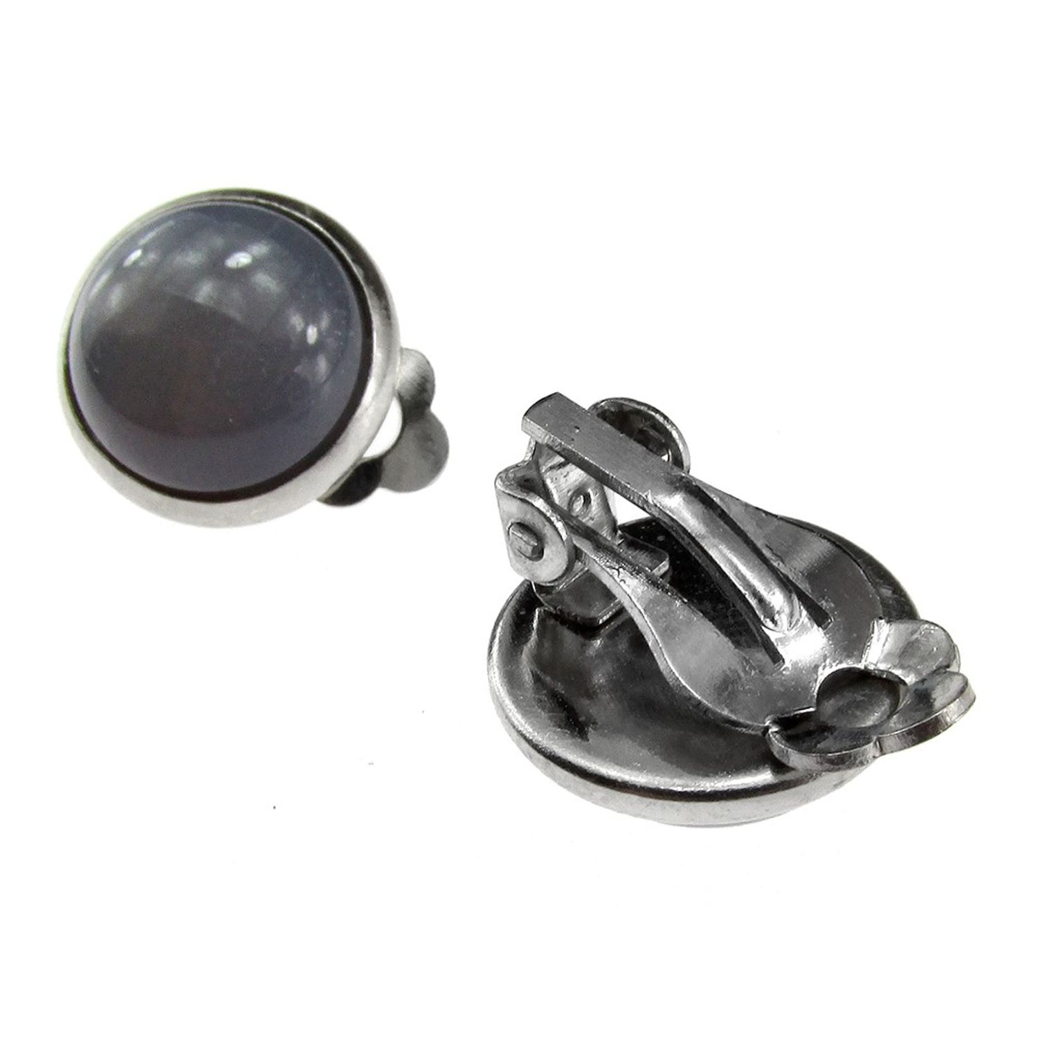 Cercei clips inox cu agate gri naturale 12 MM fotografia produsului View 3 L