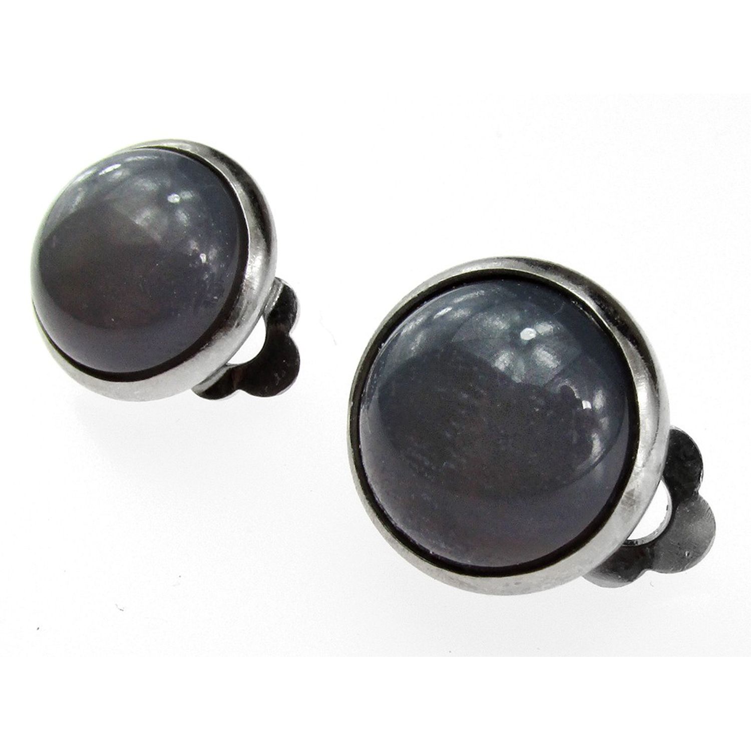 Cercei clips inox cu agate gri naturale 12 MM fotografia produsului View 2 L