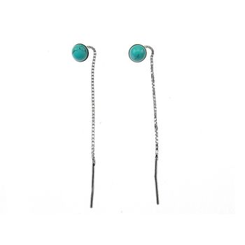 Cercei argint lantisor cu turcoaze 6 mm