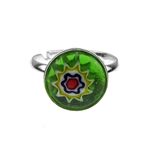 Inel argint reglabil cu Millefiori verde 10 MM fotografia produsului View 2 S