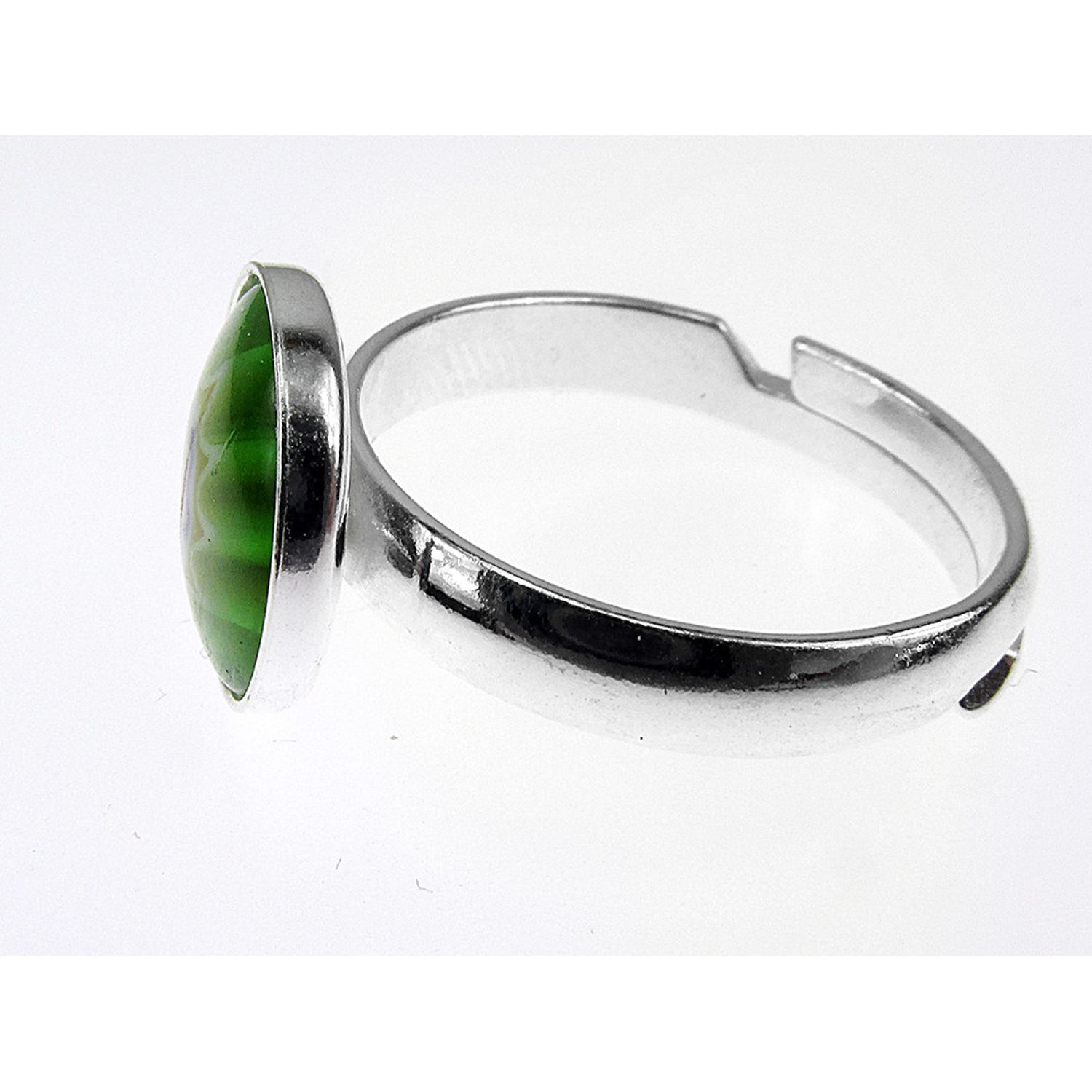 Inel argint reglabil cu Millefiori verde 10 MM fotografia produsului View 3 L