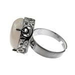Inel retro reglabil cu cuart roz pal fotografia produsului View 3 S