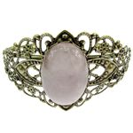 Bratara bronz antic cu cuart roz 25x18 MM fotografia produsului