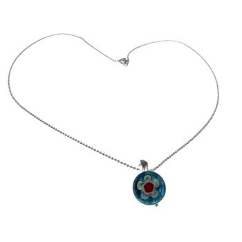 Lantisor argint cu pandantiv mic millefiori turcoaz 10 mm