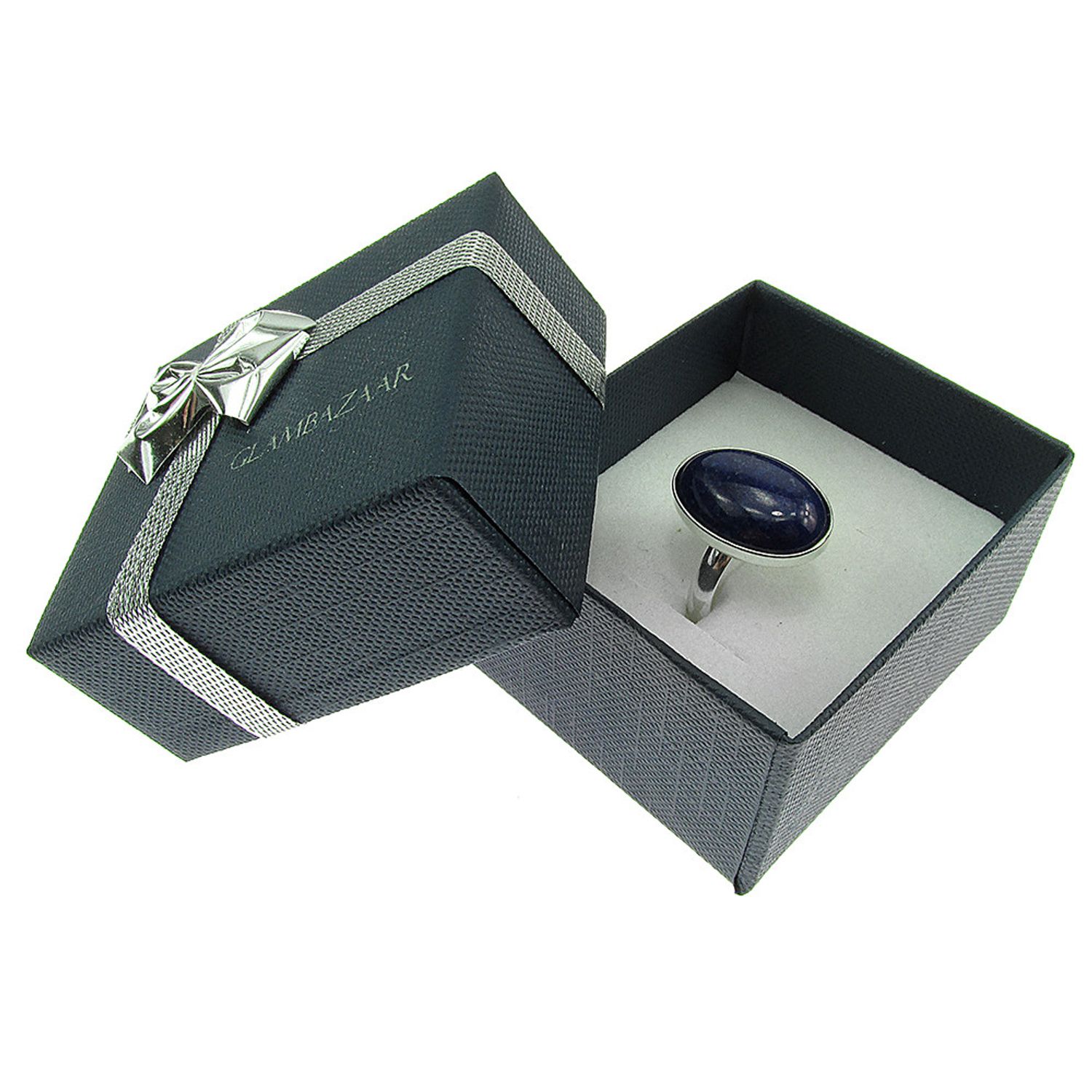 Inel argint reglabil cu lapis lazuli natural 18x13 MM fotografia produsului View 5 L