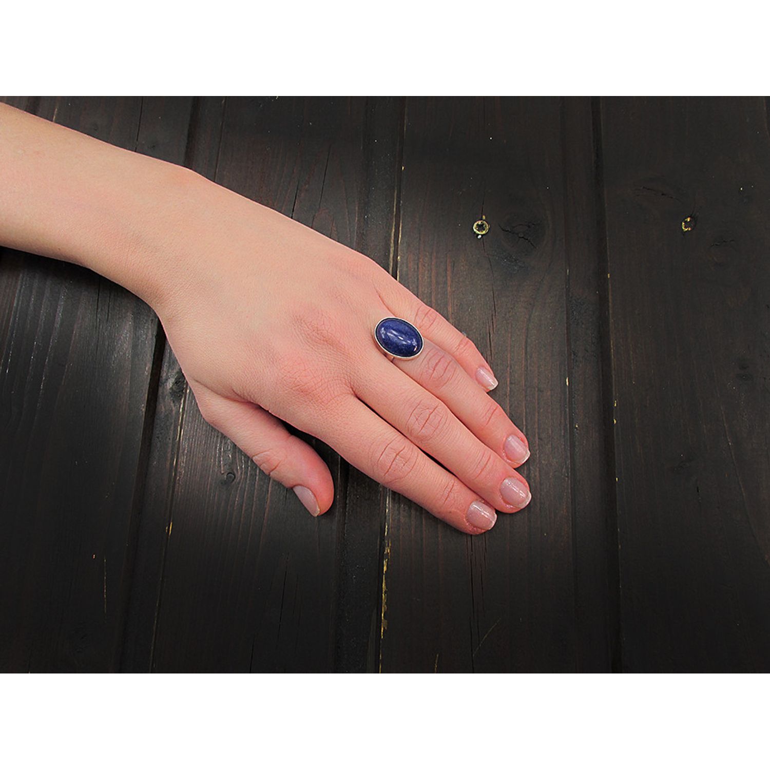 Inel argint reglabil cu lapis lazuli natural 18x13 MM fotografia produsului View 3 L