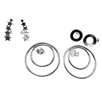 Set 3 perechi cercei argint fabulous cercuri/stele/banut decupat