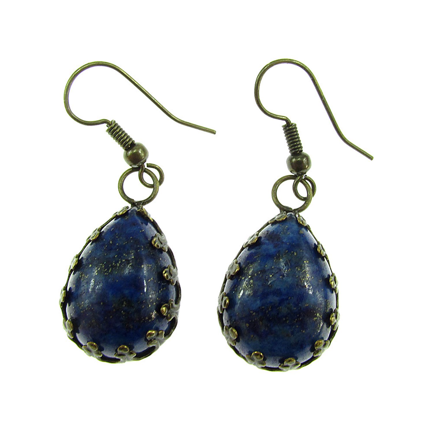Cercei vintage bronz cu lapis lazuli natural fotografia produsului