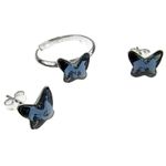 Set argint Fluturi Swarovski Elements albastru denim 8 MM fotografia produsului View 3 S