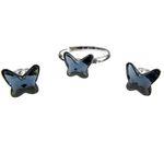 Set argint Fluturi Swarovski Elements albastru denim 8 MM fotografia produsului