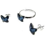 Set argint Fluturi Swarovski Elements albastru denim 8 MM fotografia produsului View 2 S