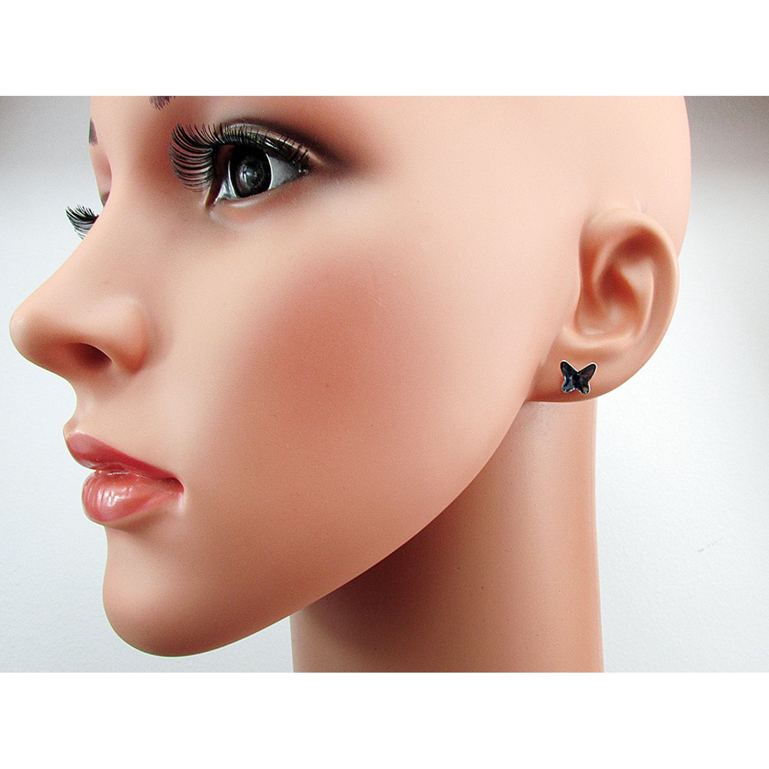 Set argint Fluturi Swarovski Elements albastru denim 8 MM fotografia produsului View 5 L