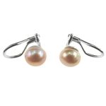 Cercei clips argint cu perle naturale oranj fotografia produsului View 2 S