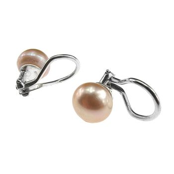 Cercei clips argint cu perle naturale oranj