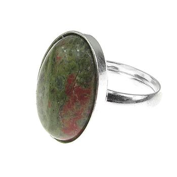 Inel argint reglabil cu unakit natural 18x13 mm