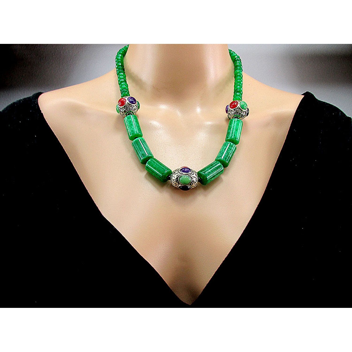 Colier jad verde 7 chakre fotografia produsului View 2 L