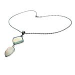 Colier inox cu pandantiv pietre opalit fotografia produsului