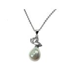 Colier inox model fluture cu perla sidef fotografia produsului
