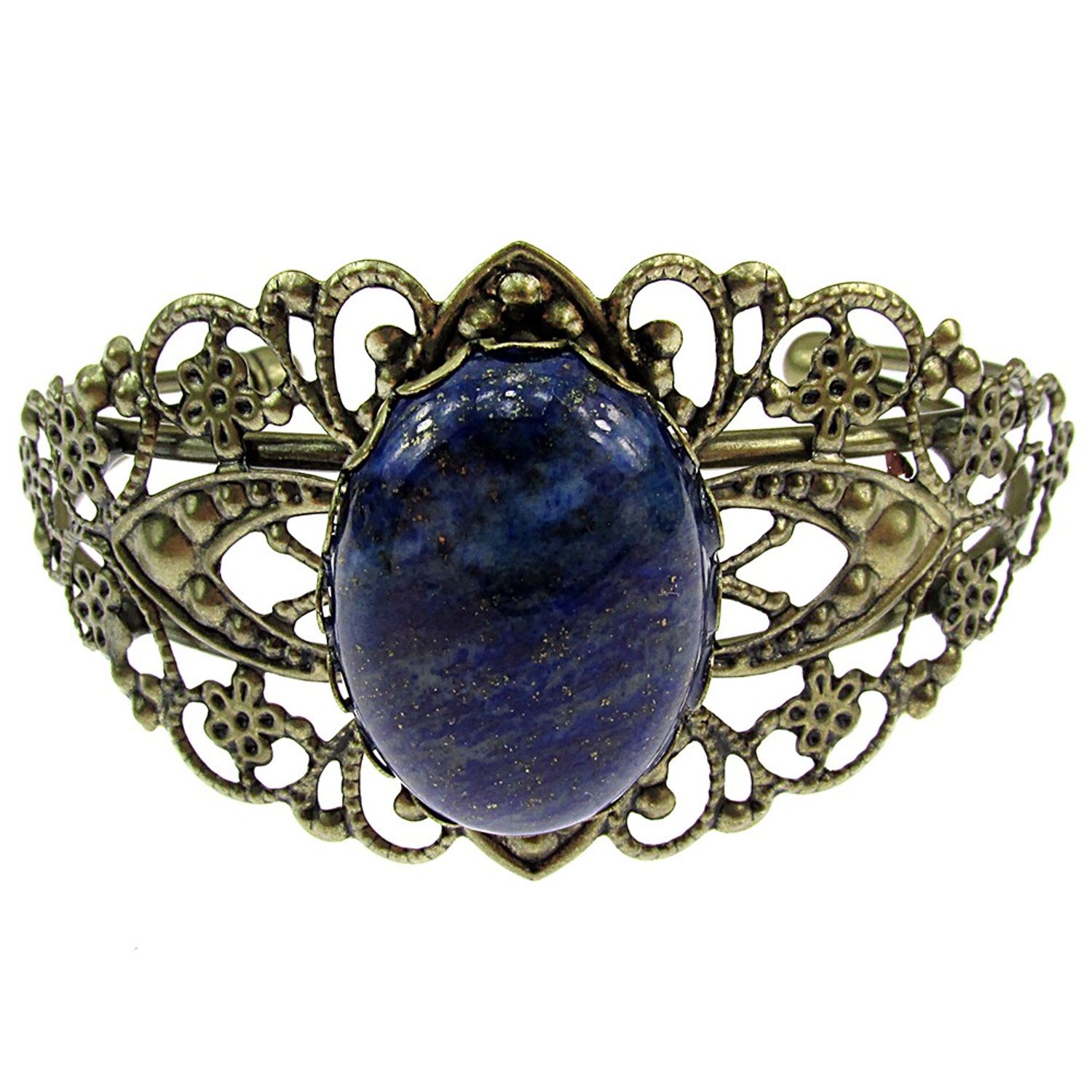 Bratara bronz antic cu lapis lazuli 25x18 MM fotografia produsului