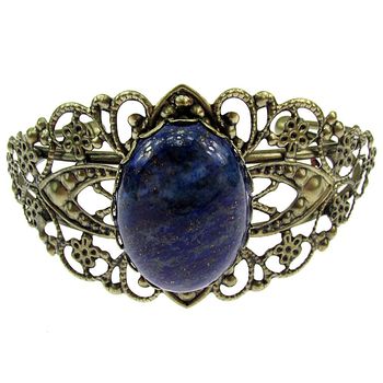 Bratara bronz antic cu lapis lazuli 25x18 mm