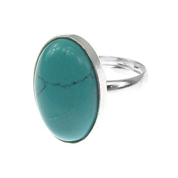 Inel argint reglabil turcoaz 18x13 mm