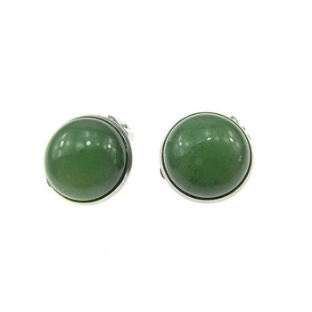Cercei clips inox cu aventurin verde natural 14 mm