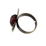 Inel reglabil bronz antic floare cu carneol fotografia produsului View 4 S