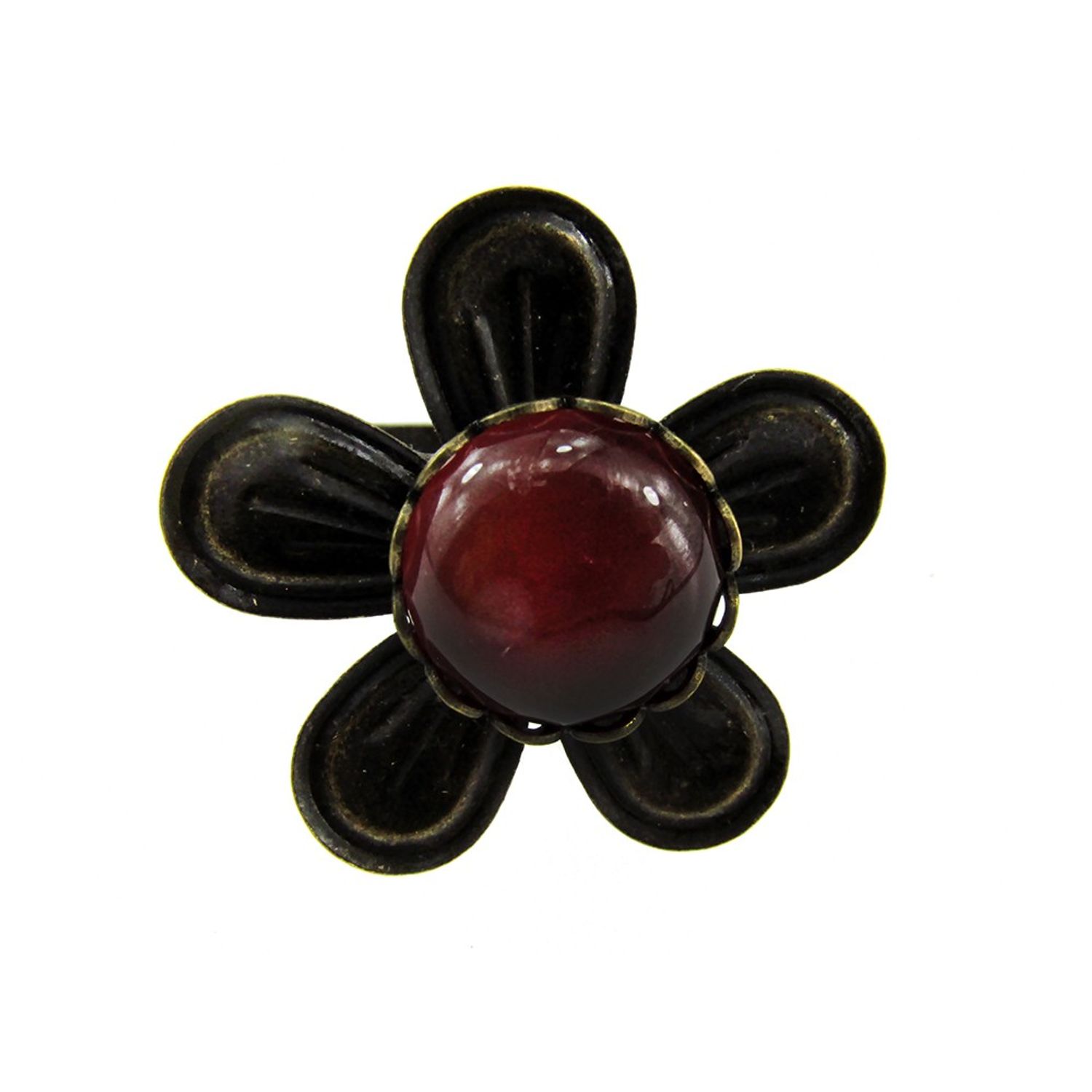Inel reglabil bronz antic floare cu carneol fotografia produsului View 2 L