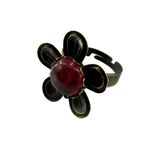 Inel reglabil bronz antic floare cu carneol fotografia produsului View 3 S