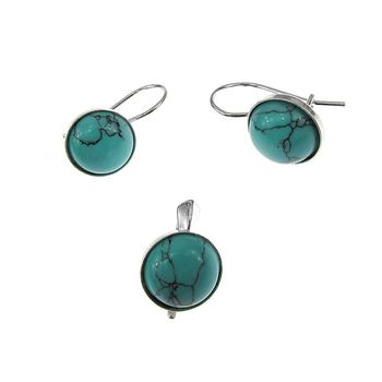 Set argint clasic cu turcoaze