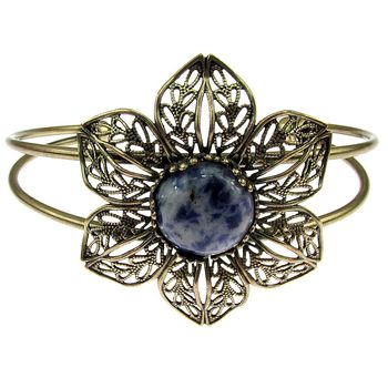 Bratara statement floare filigran cu sodalit